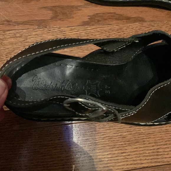 | 7 | Navy blue platform wedge heel, white stitching, genuine leather - Picture 7 of 7